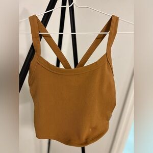 Free People Brown Ribbed Tank Top